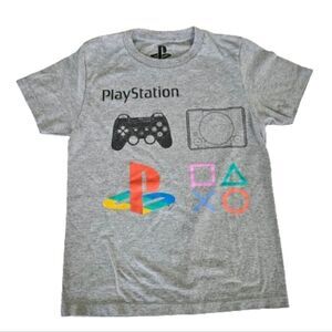 Sony PlayStation Boys Logo Console Grey Graphic Short Sleeve T-Shirt Top M